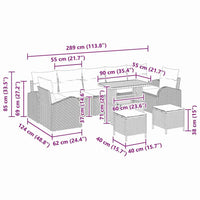 vidaXL Conjunto de Sofá de Jardim 10 pcs Preto Rattan Sintético