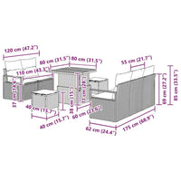 vidaXL Conjunto de Sofá de Jardim 8 pcs Preto Rattan Sintético