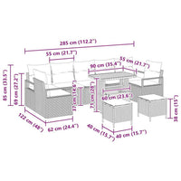 vidaXL Conjunto de Sofá de Jardim com almofada 10 pcs Preto vime PE