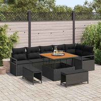 vidaXL Conjunto de Sofá de Jardim 9 pcs Preto Rattan Sintético