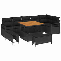 vidaXL Conjunto de Sofá de Jardim 9 pcs Preto Rattan Sintético