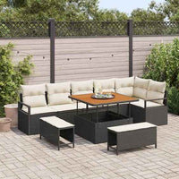 vidaXL Conjunto de Sofá de Jardim 9 pcs Preto Rattan Sintético