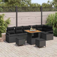 vidaXL Conjunto de Sofá de Jardim 9 pcs Preto Rattan Sintético