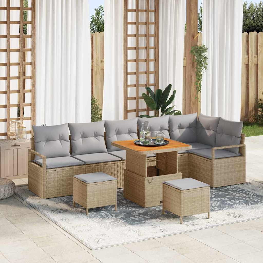 vidaXL Conjunto de Sofá de Jardim 9 pcs Preto Rattan Sintético