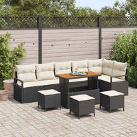 vidaXL Conjunto de Sofá de Jardim 9 pcs Preto Rattan Sintético
