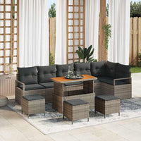 vidaXL Conjunto de Sofá de Jardim 9 pcs Preto Rattan Sintético