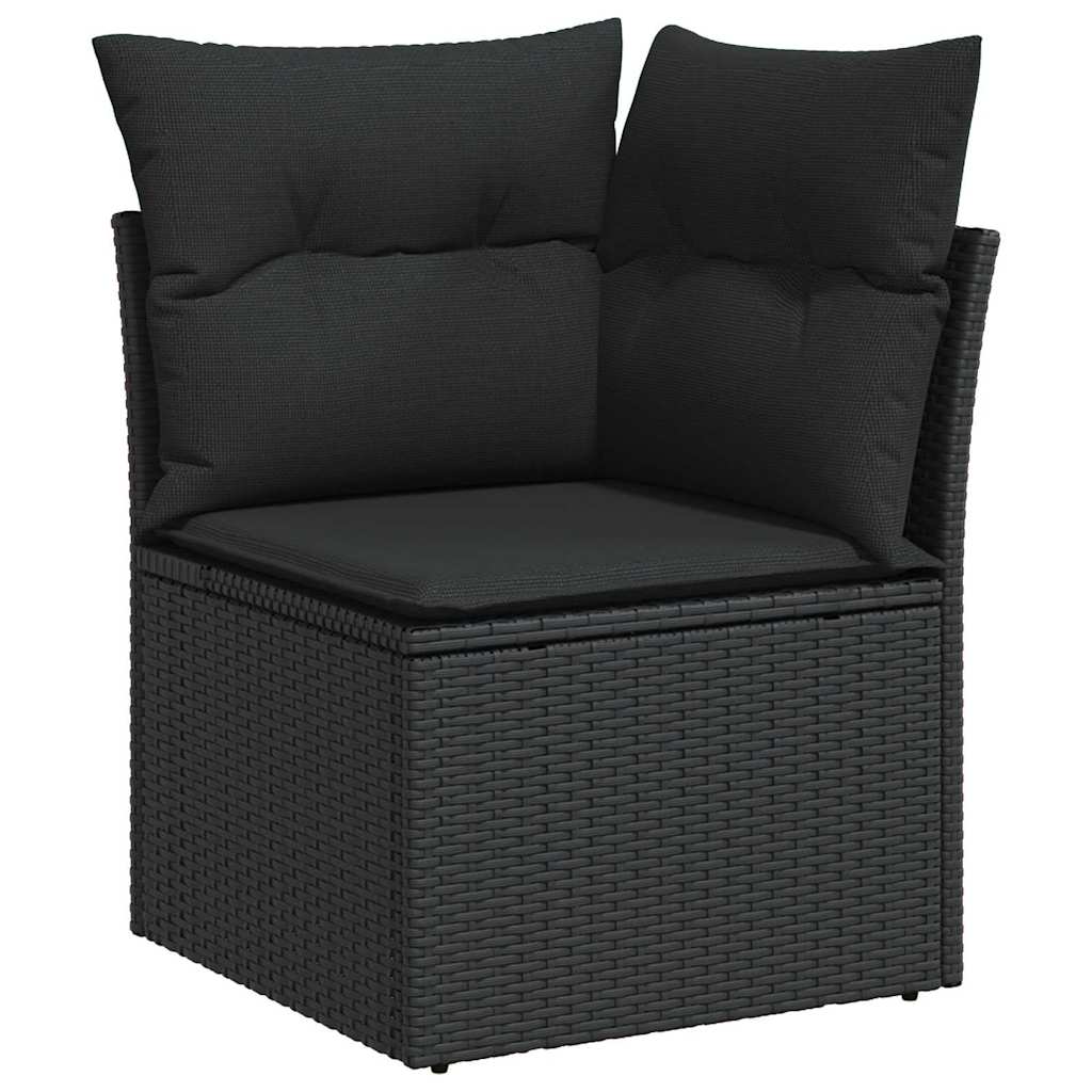 vidaXL Conjunto de Sofá de Jardim com almofada 12 pcs Preto vime PE
