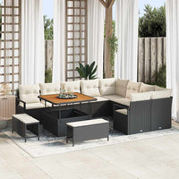vidaXL Conjunto de Sofá de Jardim com almofada 12 pcs Preto vime PE