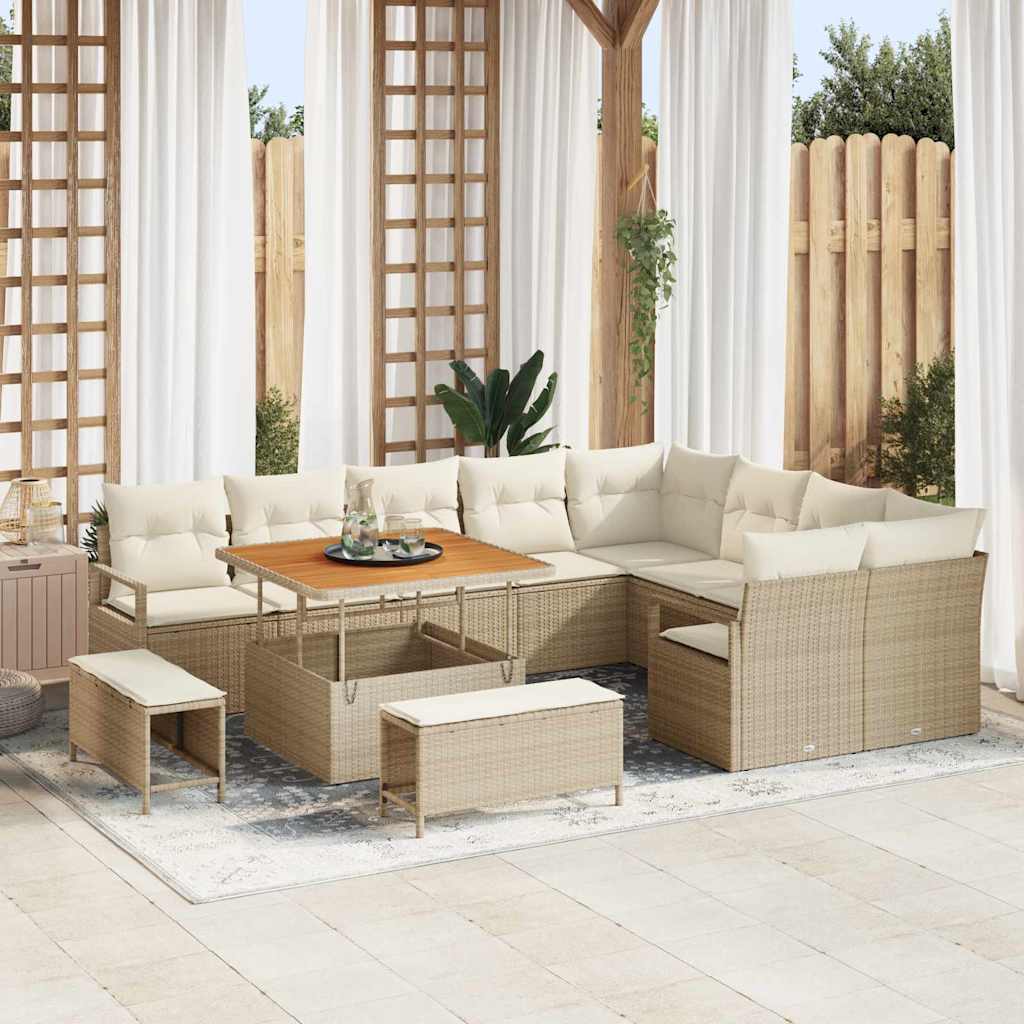 vidaXL Conjunto de Sofá de Jardim com almofada 12 pcs Preto vime PE
