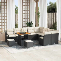 vidaXL Conjunto de Sofá de Jardim com almofada 12 pcs Preto vime PE
