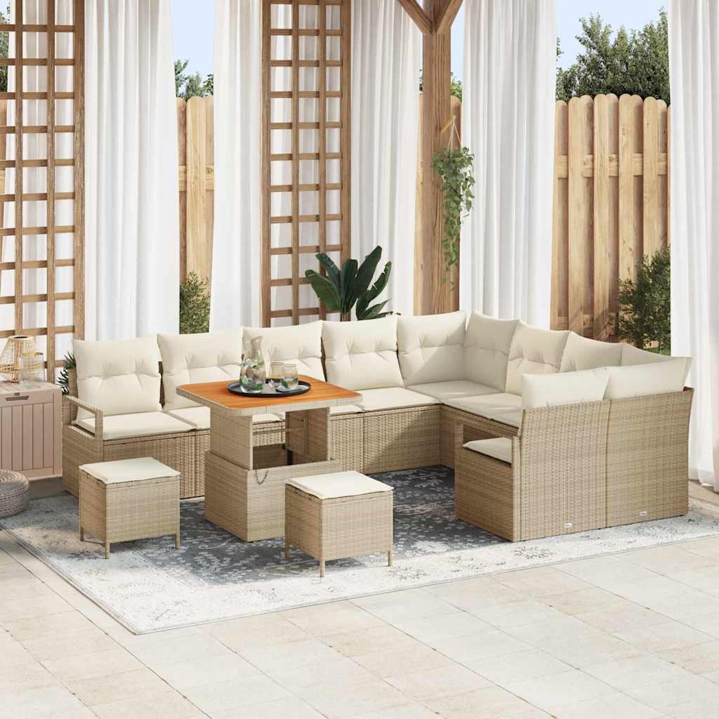 vidaXL Conjunto de Sofá de Jardim com almofada 12 pcs Preto vime PE