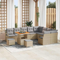vidaXL Conjunto de Sofá de Jardim com almofada 12 pcs Preto vime PE
