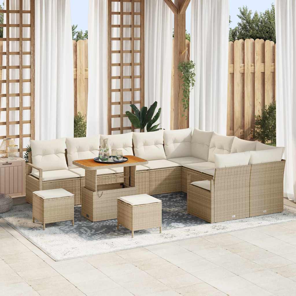 vidaXL Conjunto de Sofá de Jardim com almofada 12 pcs Preto vime PE