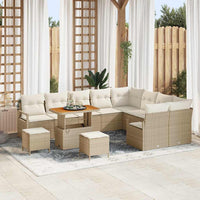 vidaXL Conjunto de Sofá de Jardim com almofada 12 pcs Preto vime PE