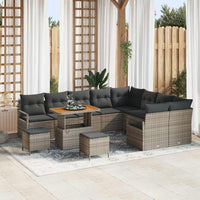 vidaXL Conjunto de Sofá de Jardim com almofada 12 pcs Preto vime PE