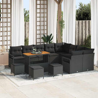 vidaXL Conjunto de Sofá de Jardim com almofada 12 pcs Preto vime PE