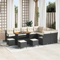 vidaXL Conjunto de Sofá de Jardim com almofada 12 pcs Preto vime PE