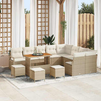 vidaXL Conjunto de Sofá de Jardim com almofada 12 pcs Preto vime PE