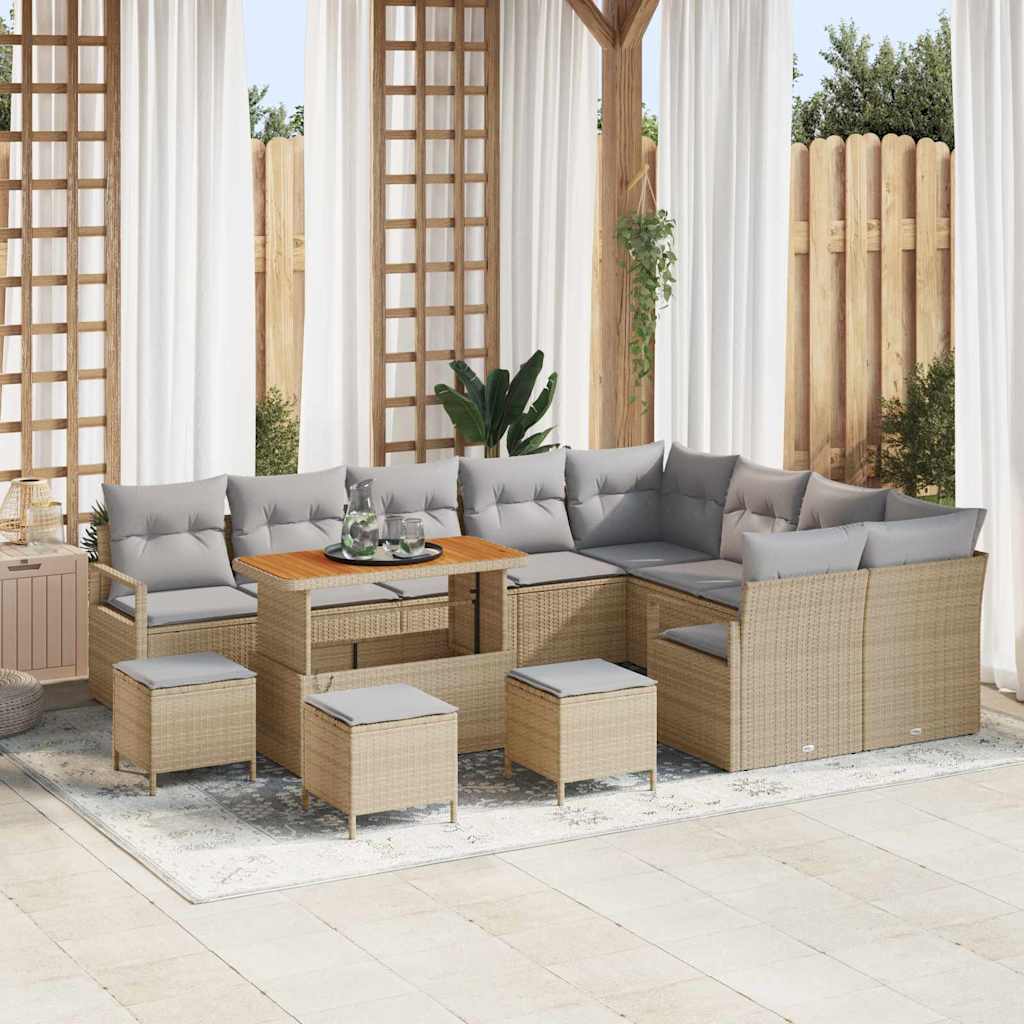 vidaXL Conjunto de Sofá de Jardim com almofada 12 pcs Preto vime PE