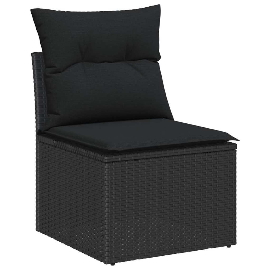 vidaXL Conjunto de Sofá de Jardim com almofada 13 pcs Preto vime PE