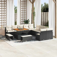 vidaXL Conjunto de Sofá de Jardim com almofada 13 pcs Preto vime PE