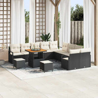 vidaXL Conjunto de Sofá de Jardim com almofada 13 pcs Preto vime PE