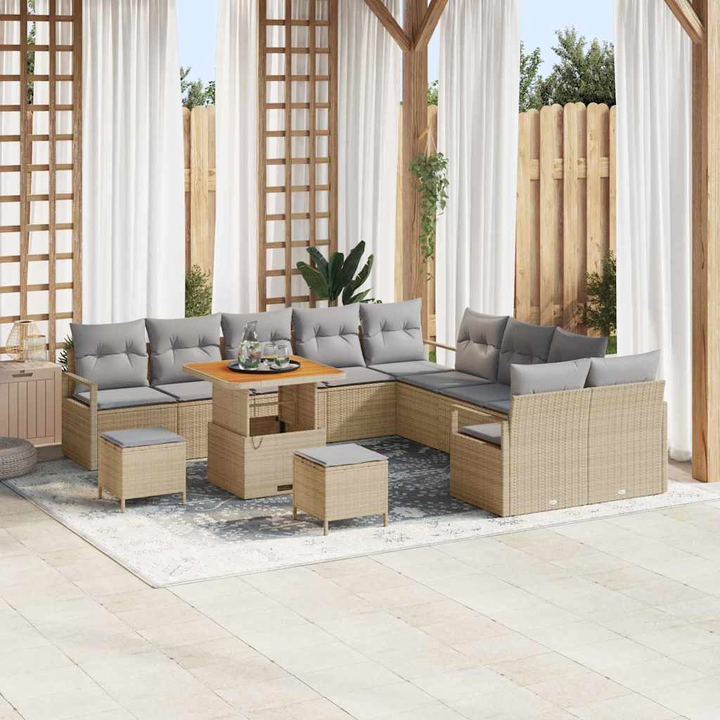 vidaXL Conjunto de Sofá de Jardim com almofada 13 pcs Preto vime PE