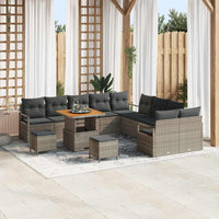 vidaXL Conjunto de Sofá de Jardim com almofada 13 pcs Preto vime PE