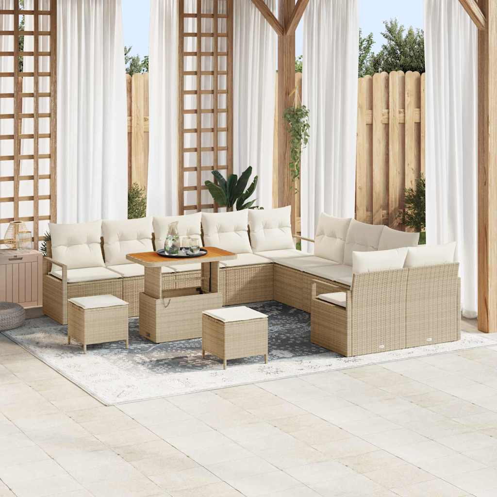 vidaXL Conjunto de Sofá de Jardim com almofada 13 pcs Preto vime PE