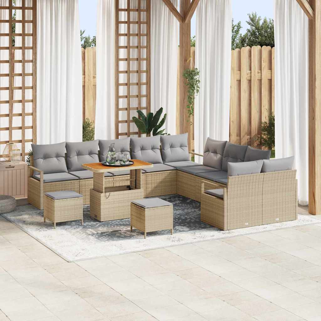 vidaXL Conjunto de Sofá de Jardim com almofada 13 pcs Preto vime PE