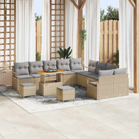 vidaXL Conjunto de Sofá de Jardim com almofada 13 pcs Preto vime PE