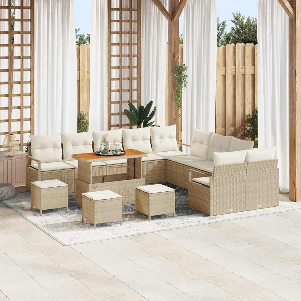 vidaXL Conjunto de Sofá de Jardim com almofada 13 pcs Preto vime PE