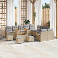 vidaXL Conjunto de Sofá de Jardim com almofada 13 pcs Preto vime PE