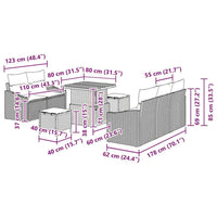 vidaXL Conjunto de Sofá de Jardim 8 pcs Preto Rattan Sintético