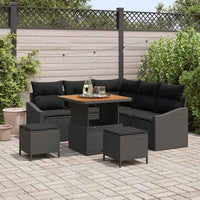 vidaXL Conjunto de Sofá de Jardim 8 pcs Preto Rattan Sintético