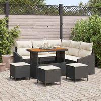 vidaXL Conjunto de Sofá de Jardim 8 pcs Preto Rattan Sintético