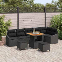 vidaXL Conjunto de Sofá de Jardim 9 pcs Preto Rattan Sintético