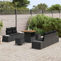 vidaXL Conjunto de Sofá de Jardim com almofada 8 pcs Preto vime PE