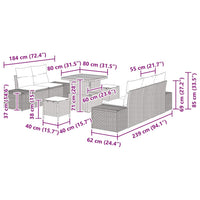 vidaXL Conjunto de Sofá de Jardim com almofada 8 pcs Preto vime PE