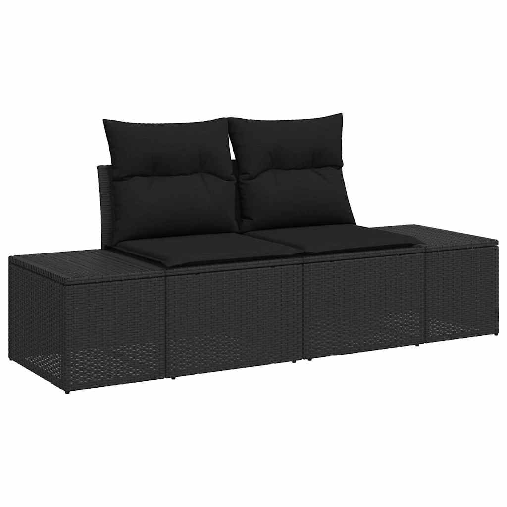 vidaXL Conjunto de Sofá de Jardim com almofada 10 pcs Preto vime PE