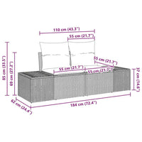 vidaXL Conjunto de Sofá de Jardim com almofada 11 pcs Preto vime PE