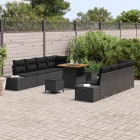 vidaXL Conjunto de Sofá de Jardim com almofada 11 pcs Preto vime PE