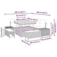 vidaXL Conjunto de Sofá de Jardim 8 pcs Preto Rattan Sintético