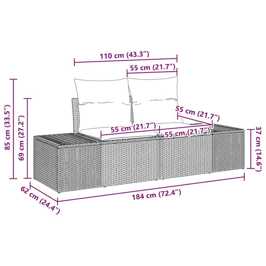 vidaXL Conjunto de Sofá de Jardim 8 pcs Preto Rattan Sintético