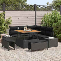 vidaXL Conjunto de Sofá de Jardim 8 pcs Preto Rattan Sintético