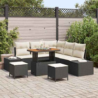 vidaXL Conjunto de Sofá de Jardim 8 pcs Preto Rattan Sintético
