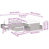 vidaXL Conjunto de Sofá de Jardim com almofada 13 pcs Preto vime PE