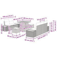 vidaXL Conjunto de Sofá de Jardim 8 pcs Preto vime PE