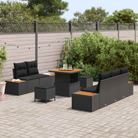 vidaXL Conjunto de Sofá de Jardim 8 pcs Preto vime PE
