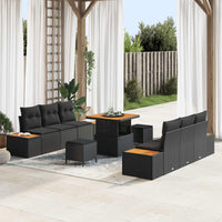 vidaXL Conjunto de Sofá de Jardim 9 pcs Preto vime PE